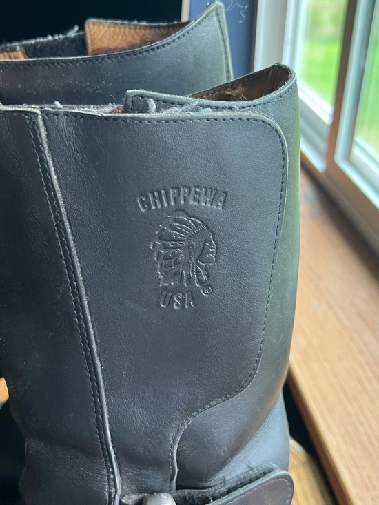 10 Chippewa Black Leather Rally Biker Boots main image 6